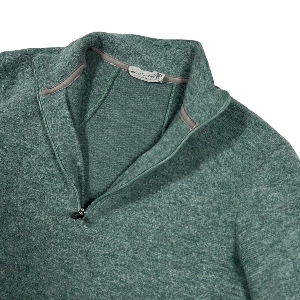 Smartwool Pullover Women S Green Merino Wool Blend Quarter Zip Mock Neck Sweater